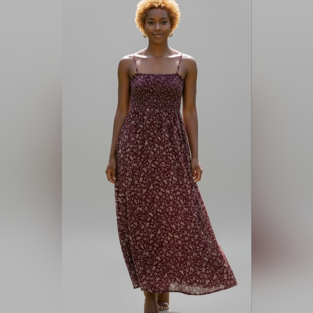 Madewell Burgundy Floral Maxi Dress